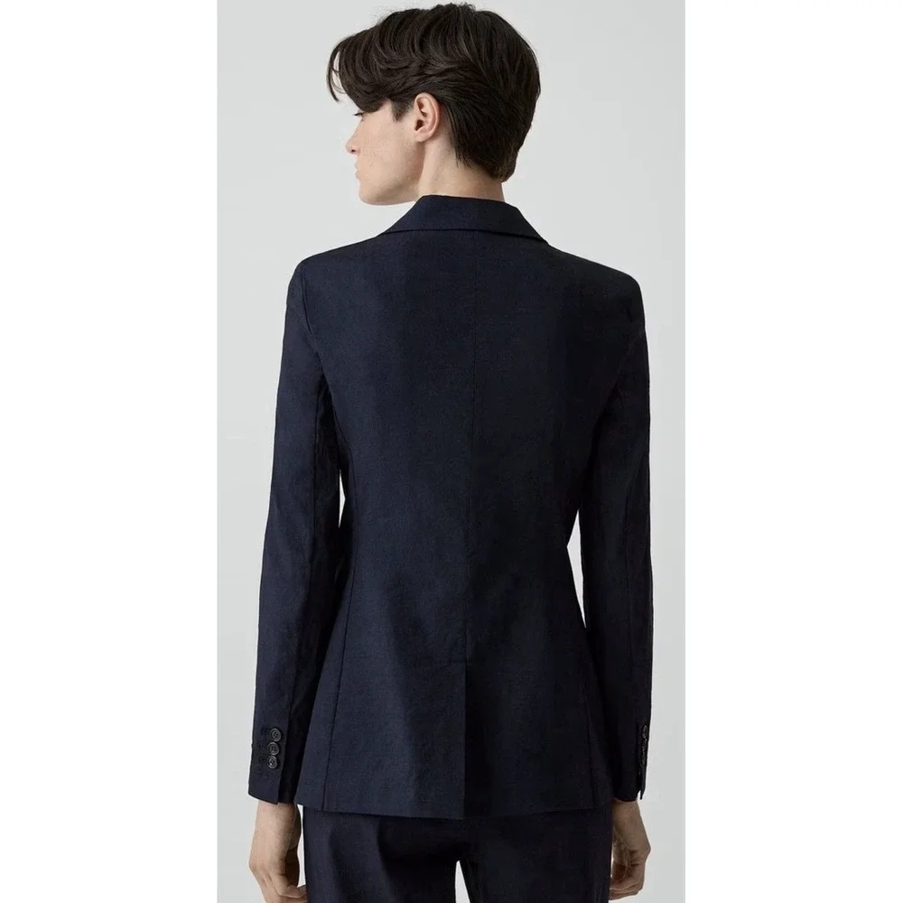 Theory Women's Staple Wool Blend Blazer Sky Blue SZ 8 Career Capsule Office EUC